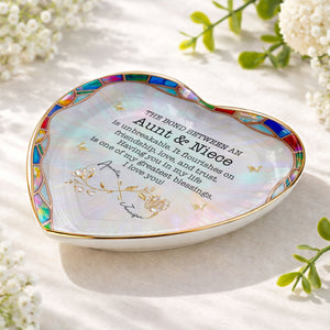 Aunt & Niece Bond - Personalized Heart-Shaped Jewelry Dish - Keepsake Gift with Names & Message