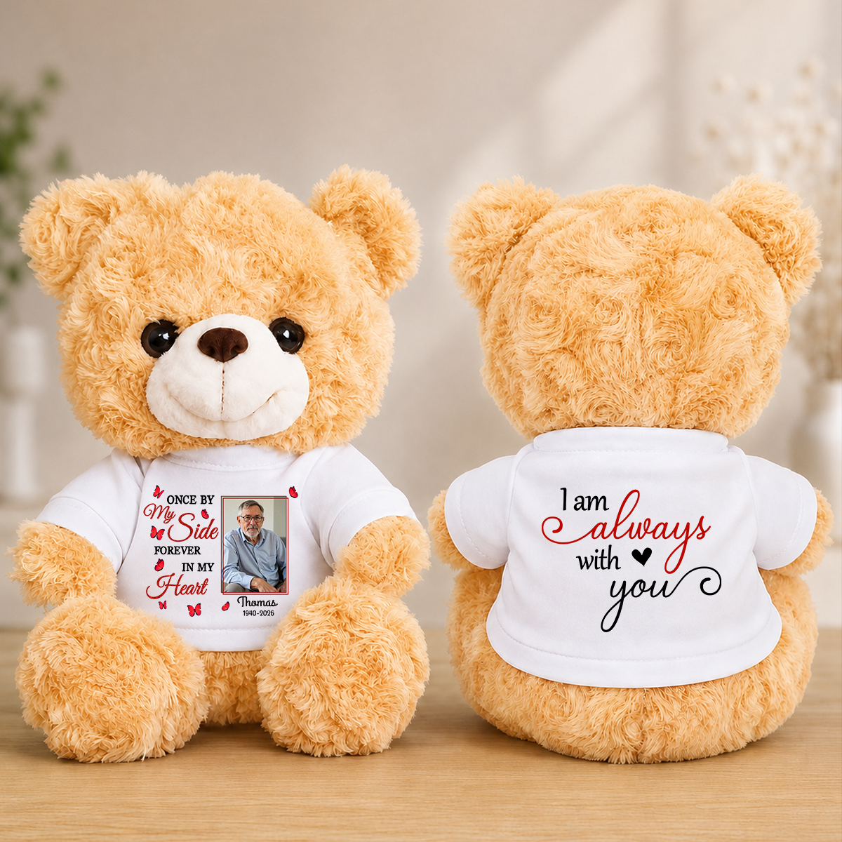Once By My Side Forever In My Heart Memorial Sympathy Remembrance - Personalized Teddy Bear