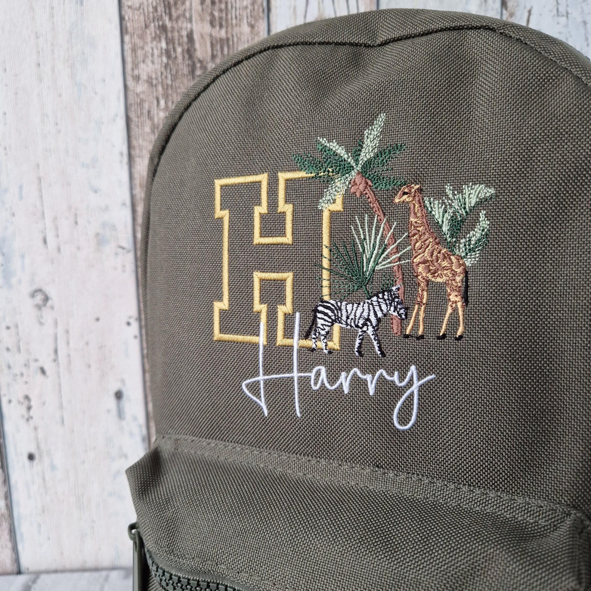 Safari Animals Backpack, Personalised Embroidered Bag, Back to School, Nursery Safari Bag