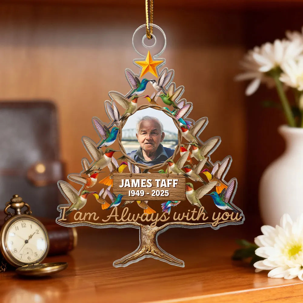Humming Bird Christmas Tree Custom Photo Memorial - Personalized Acrylic Ornament - Christmas Memorial Gift