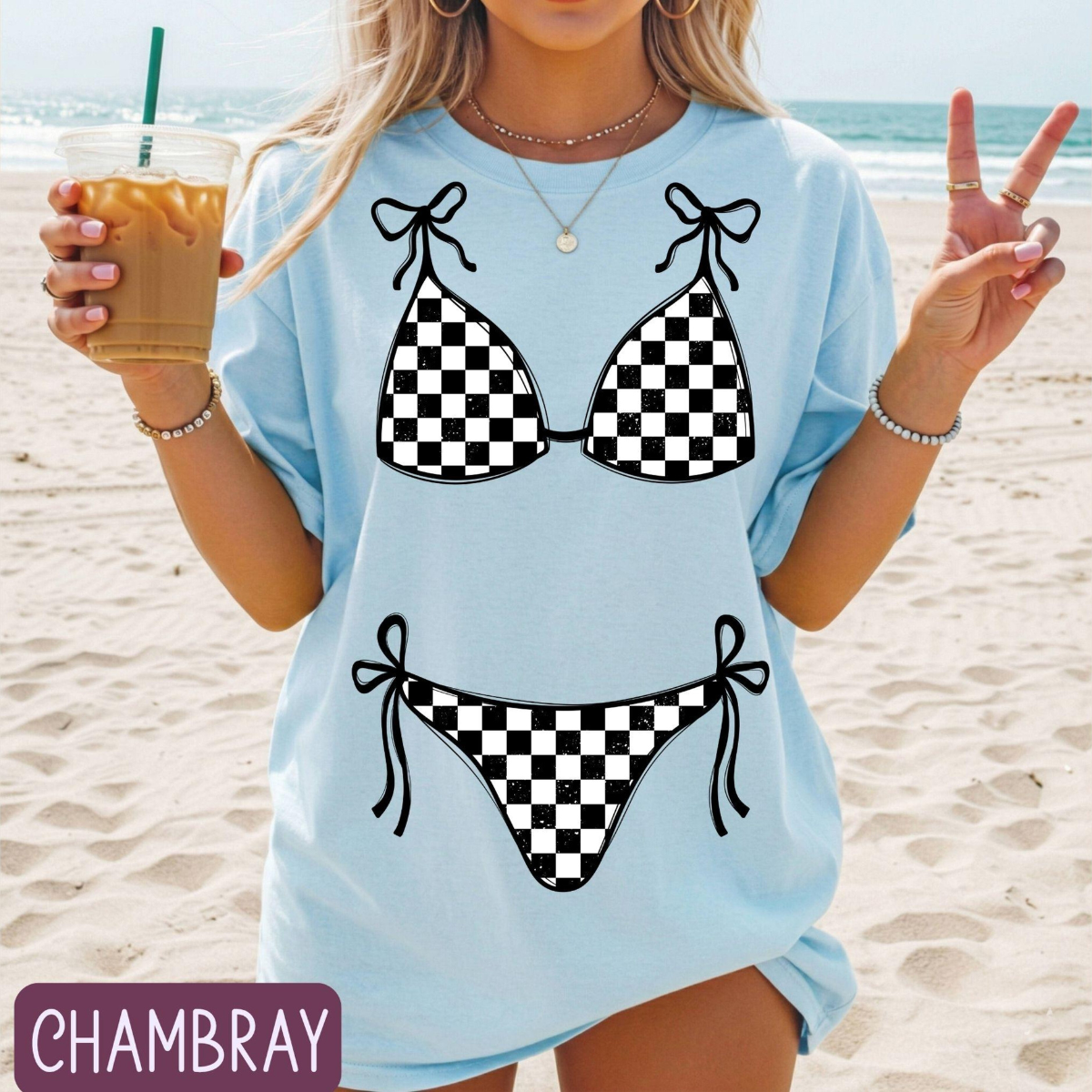 Bikini Top Tee, Beach Coverup Shirt, Summer Swimsuit Layering T-Shirt, Girls Trip Shirt