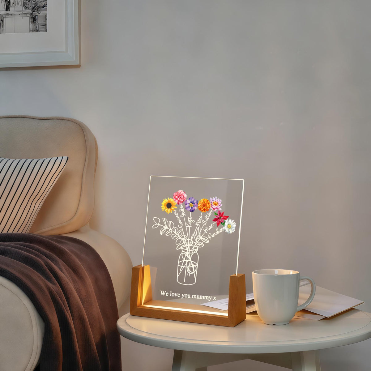 Custom Family Bouquet Night Light, Mothers Day Gift, Mum's Bunch with Kids Name, Birth Flower Lamp, Gift for Mom/Grandma, Mother's Day Gift