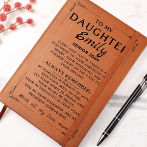 Personalized Gradution Gift For Daughter Son, Leather Journal For Daughter From Mom, Custom College Graduation Gift