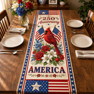 USA 250th Anniversary Table Runner, Patriotic America 1776-2026 Table Decor, Independence Day Dining Table Runner, Americana Home Decoration
