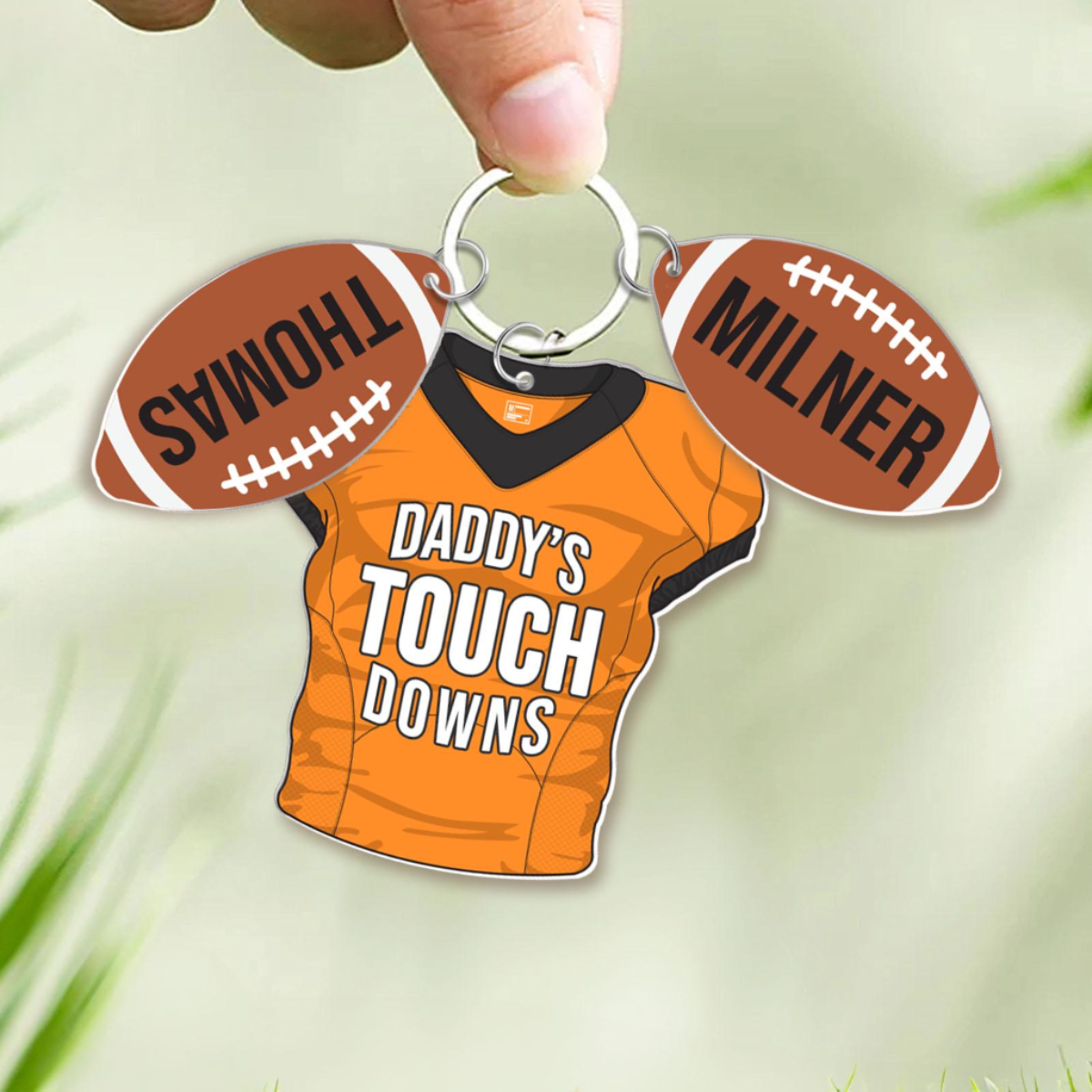 Daddy's Touchdowns Keychain, Personalized Father's Day Gift, Custom Football Dad Gift, Dad Gift From Son Daughter, Daddy's Team Keyring