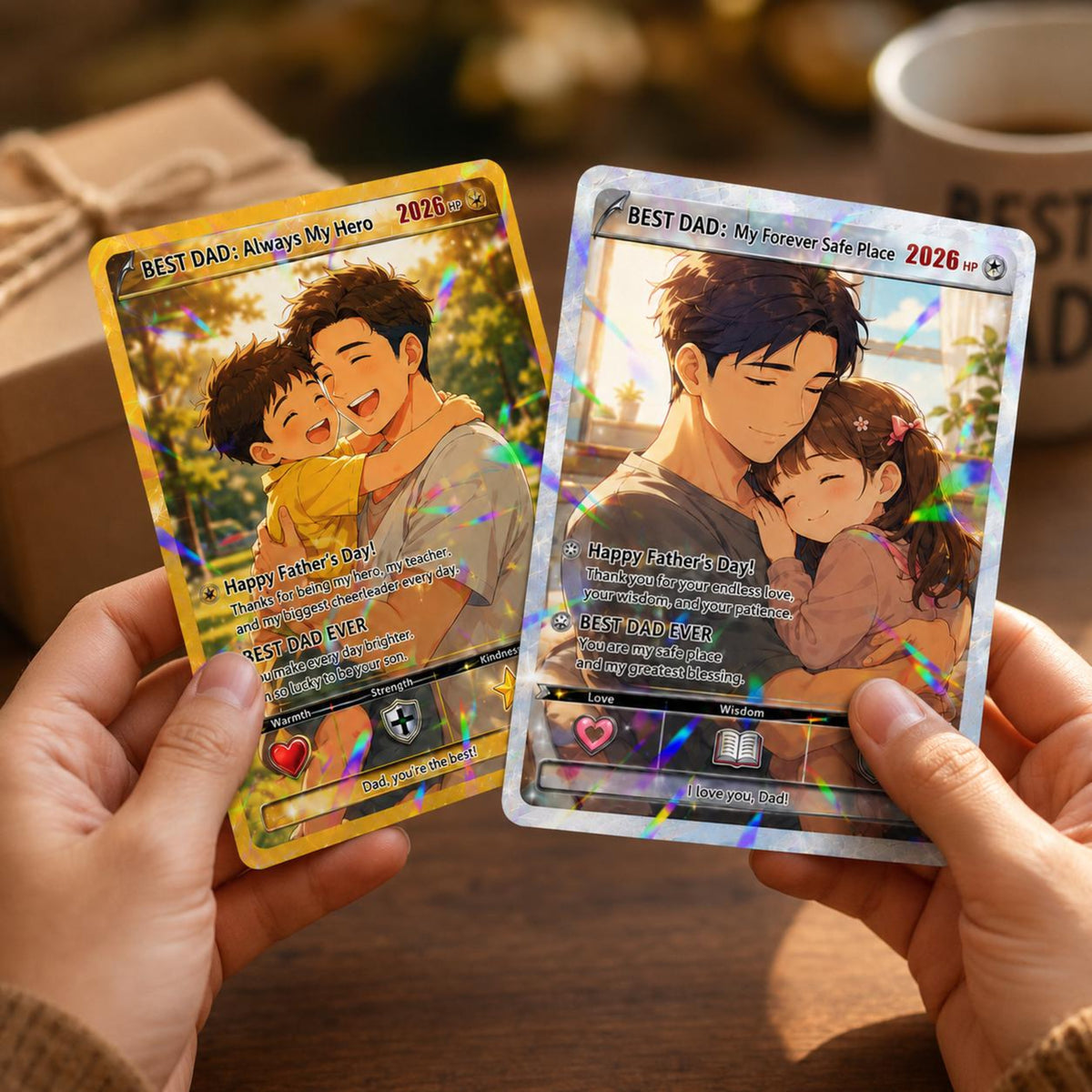 Custom Father's Day Gamer Dad Card, Personalized Photo Trading Keepsake Gift for Dad, Gift From Kids For Father
