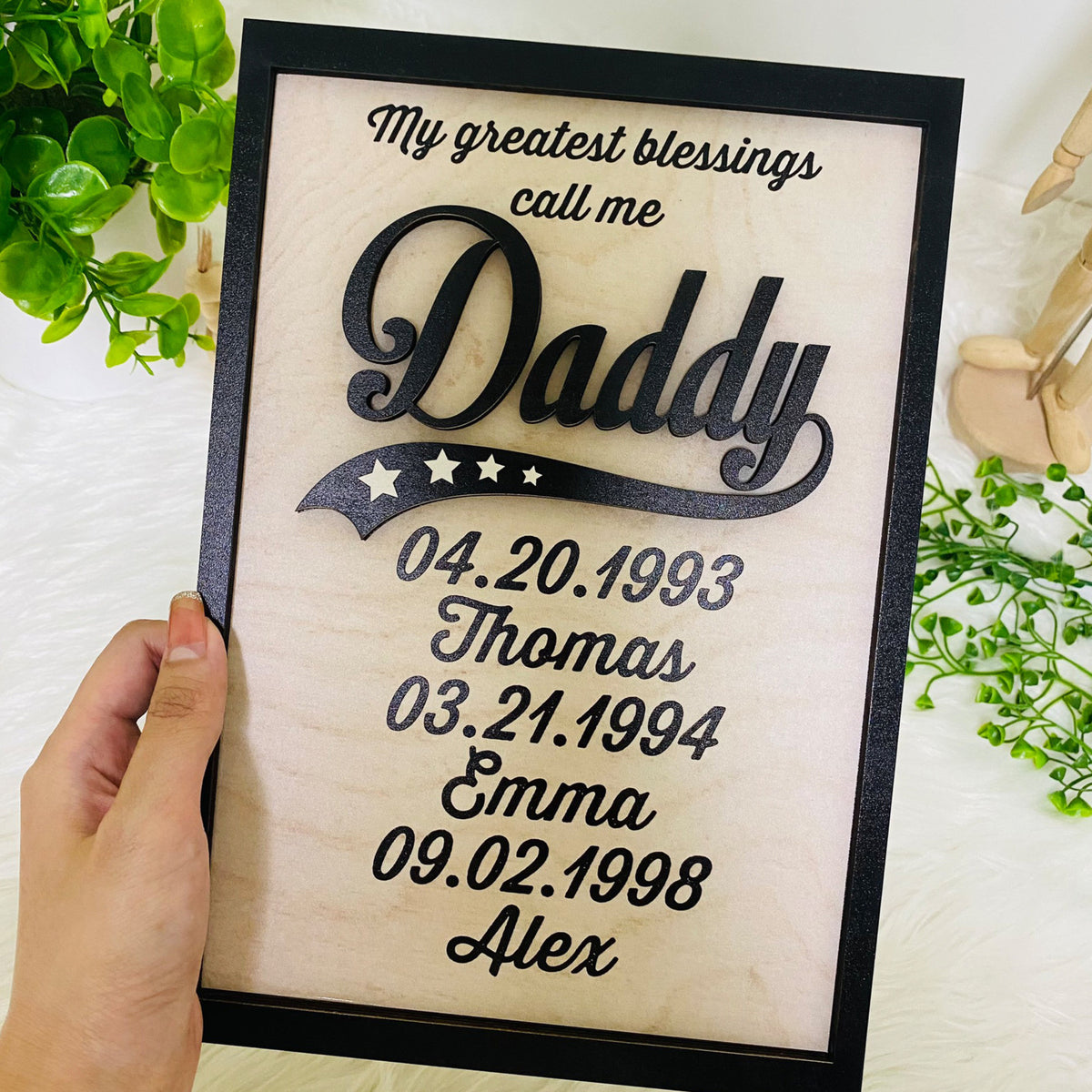 Personalized My Greatest Blessings Call me Daddy, The Achievements of Being a Father, Happy Father's Day, Gift For Dad, Custom Kid's Name