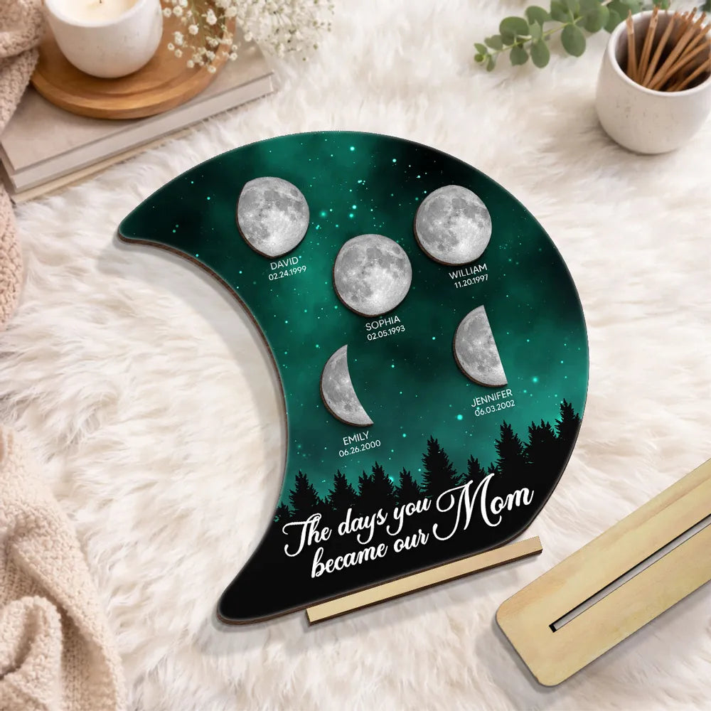 The Days You Became Our Mom Galaxy Night - Personalized 2-Layered Wooden Plaque - Heartfelt Gift For Mom, Grandma, Mother's Day Gift