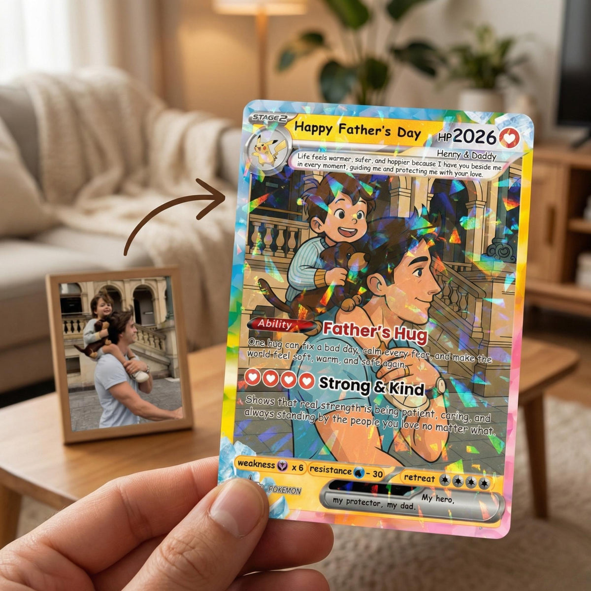Personalized PKM Card From Photo to Card, Father s Day Gift for Dad, Anniversary Or Any Occasion