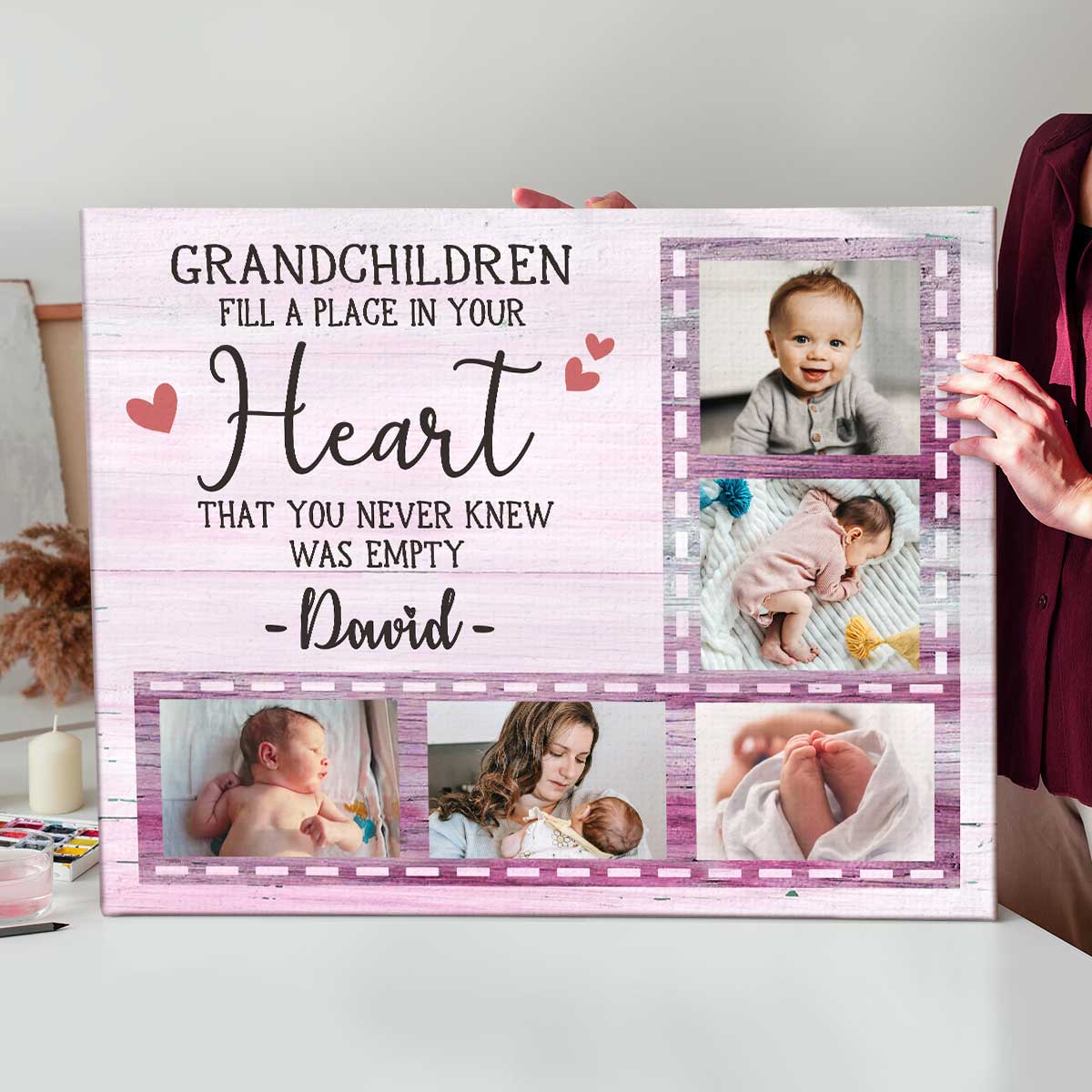 The World Best Nanny Belongs To Me - Personalized Canvas - Gift For Grandma, New Grandma, Mother's Day Gift