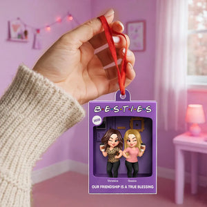 3D Effect Besties Forever Best Friends - Personalized Acrylic Ornament - Christmas Gift For Besties