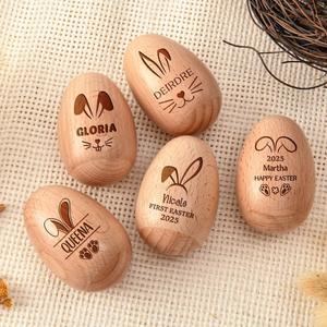 Personalized Wooden Easter Egg, Musical Wooden Easter Egg Shakers, Custom Easter Gift, Baby First Easter