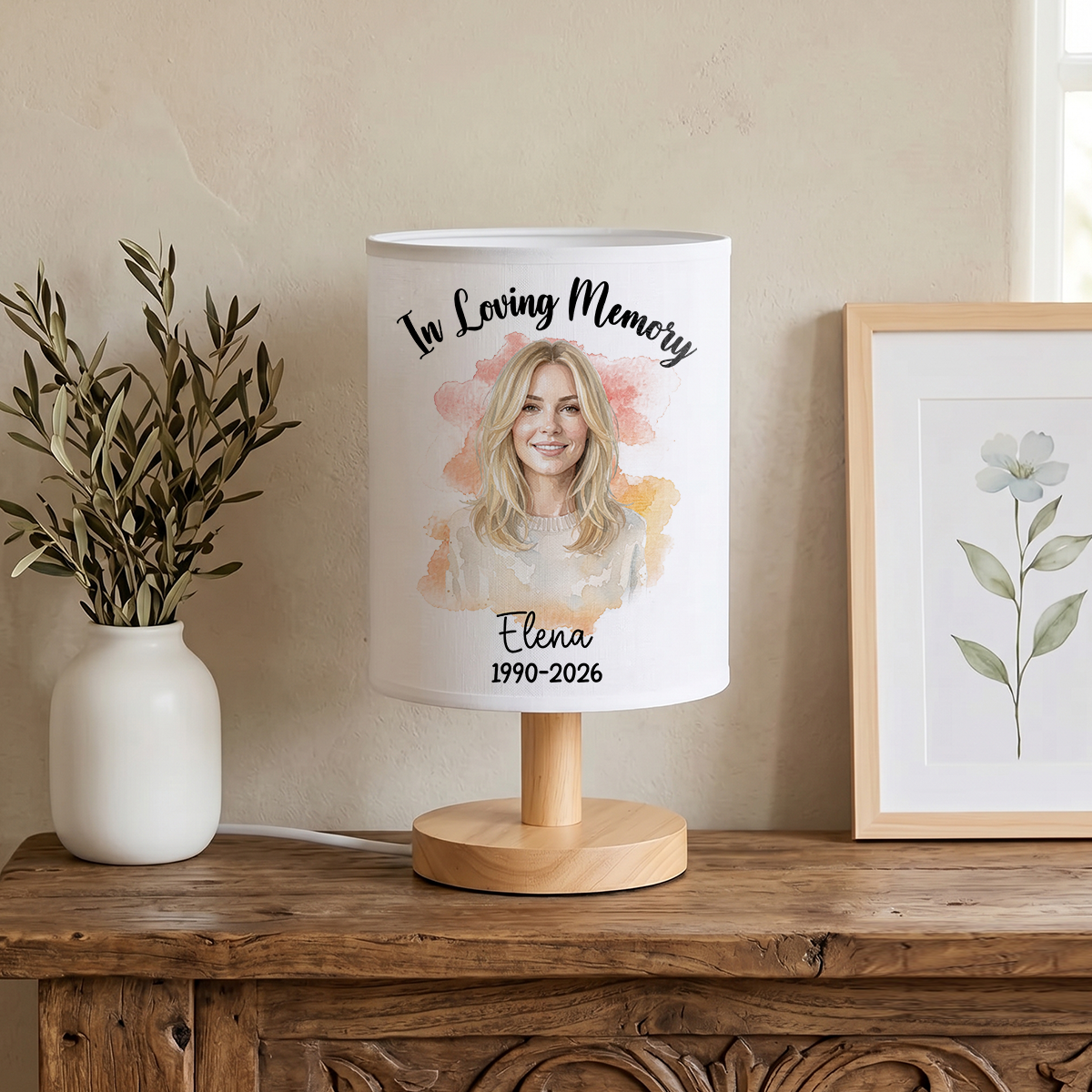 Custom Photo Realistic Watercolor Art Personalized Fabric Lamp