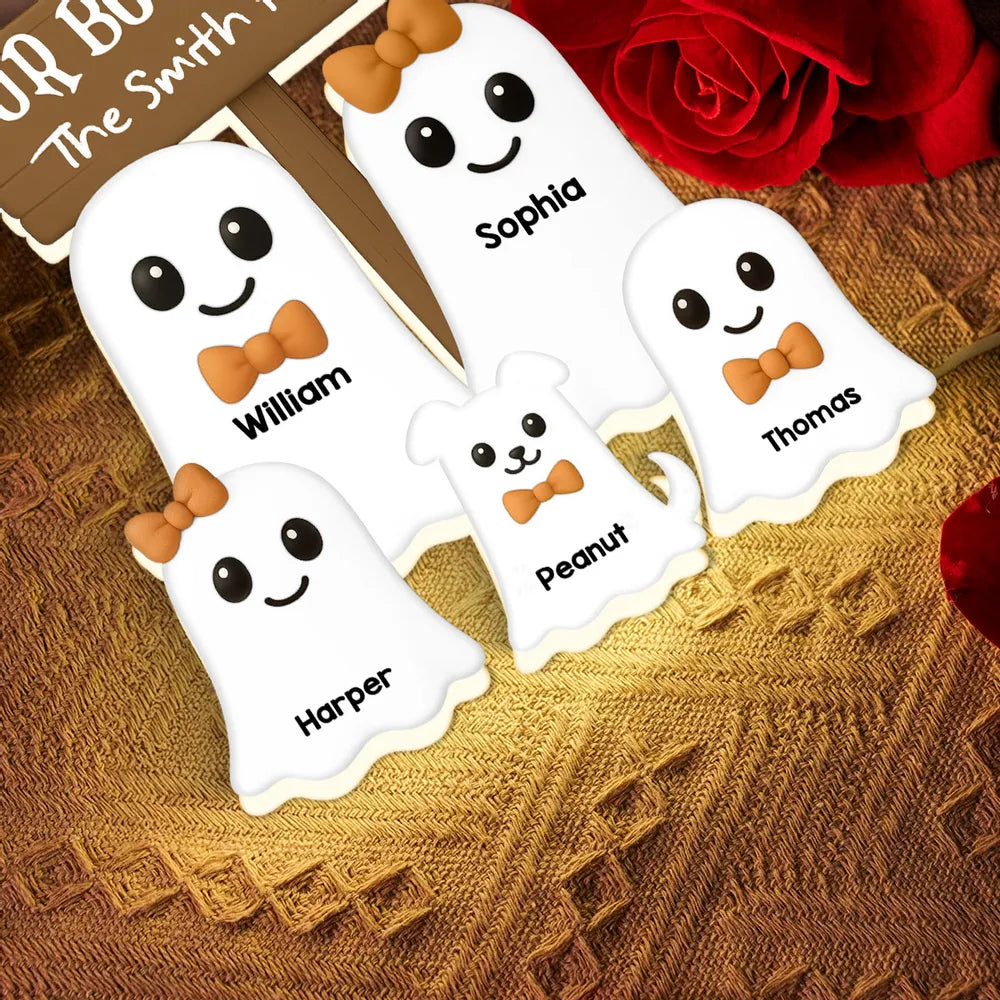 Halloween Boo Family With Kids - Personalized Acrylic Light Box - Gift For Family, Halloween Decoration