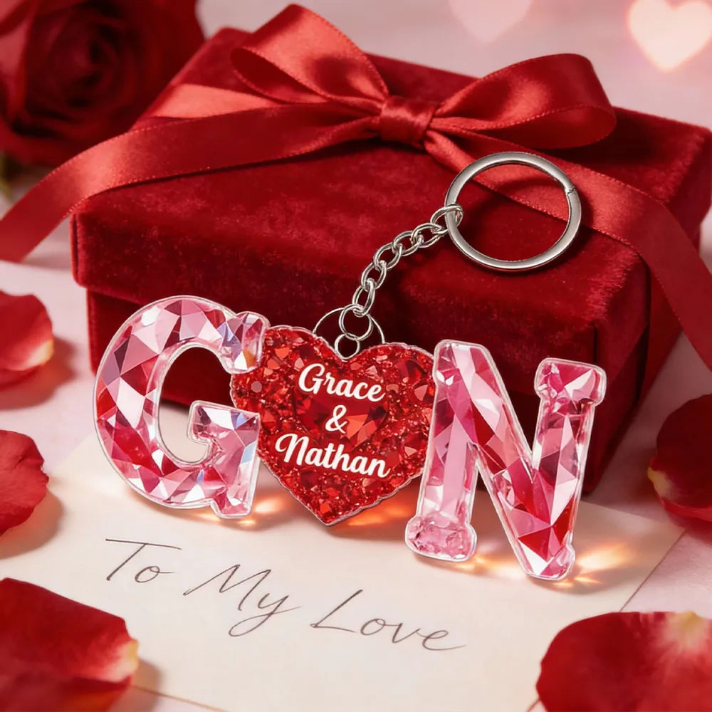 Couple Love Initial - Personalized Acrylic Keychain - Heartfelt Anniversary, Valentine's Day Gift For Couple