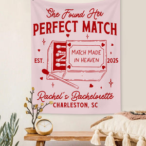Custom Bachelorette Party Decor, Perfect Match Bachelorette Tapestry, Valentine Bach Backdrop, Match Made In Heaven Banner, Bach Party Decor