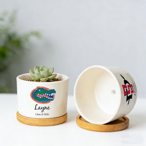 Personalized College Logo Plant Pot, University Pride Ceramic Pot, Custom 2026 Graduation Gifts, Class of 2026, College High School Grad Gifts
