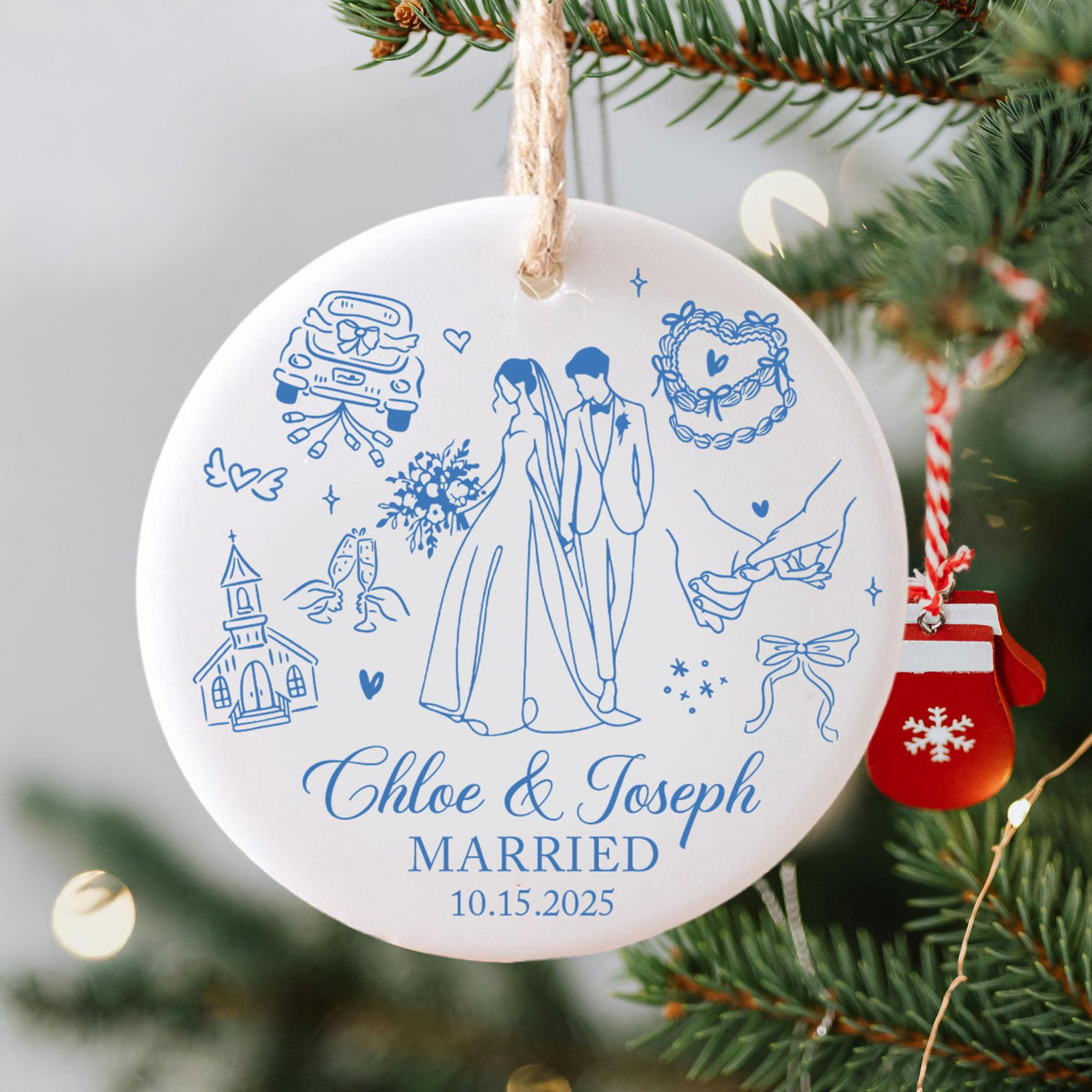 Personalized Married 2025 Ornament, Custom Bride And Groom Ornament, Mr and Mrs Ornament, Just Married Ornament, Christmas Gift For Couples