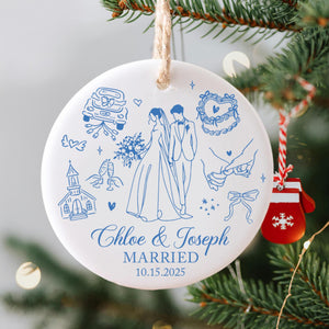 Personalized Married 2025 Ornament, Custom Bride And Groom Ornament, Mr and Mrs Ornament, Just Married Ornament, Christmas Gift For Couples