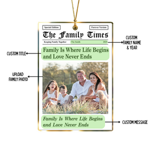 Custom Photo The Family Times - Personalized Acrylic Ornament - Christmas Gift For Family