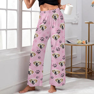 Custom Pet Face Pajama Pants, Personalized Dog Cat Photo Gift for Mom Dad