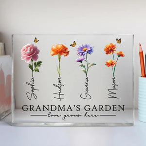 Grandma's Garden 3D Effect Birth Month Flowers - Personalized Acrylic Block Plaque - Gift For Mom, Grandma, Mother's Day Gift