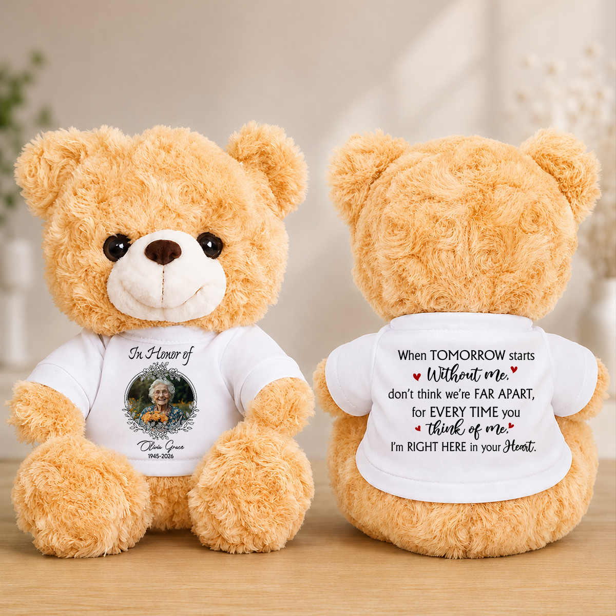 In Honor Of Memorial Forever In My Heart Teddy Bear - Memorial Gift - Personalized Plush Bear