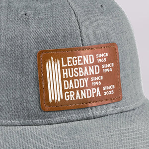 Legend Husband Daddy Papa Custom Year - Personalized Leather Label Net Hat - Gift For Dad, Grandpa, Father's Day Gift
