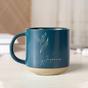 Personalized Birth Flower Pottery Mug, Coffee Cup With Name, Personalized Birth Flower Mugs, Bridesmaid Proposal, Gifts for Her