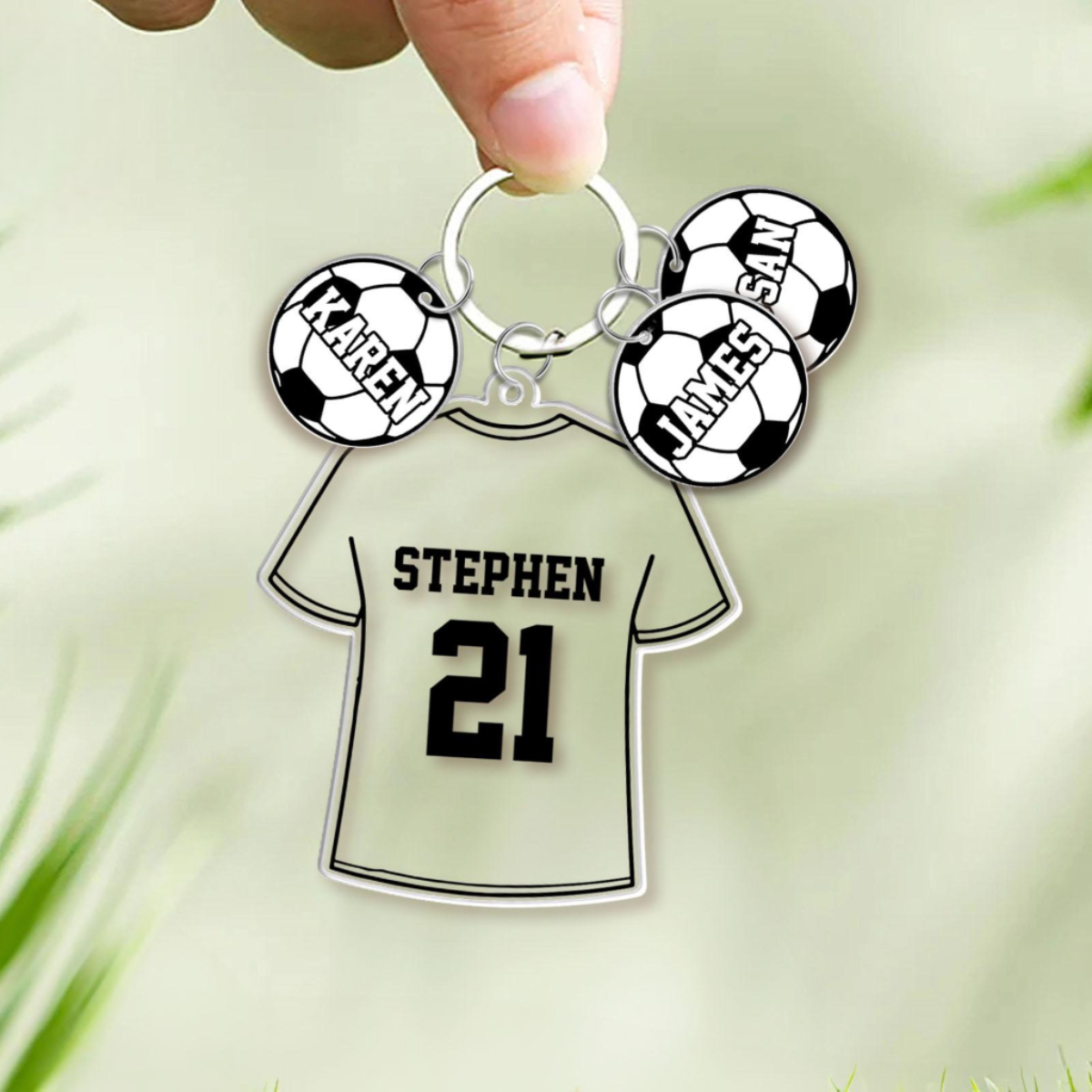 Personalized Soccer Keychain For Dad, Custom Kids Name Soccer Acrylic Keychain, Father's Day Gifts, Keychain Gift for Dad, Boyfriend Gift