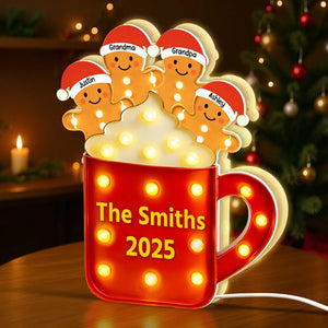 Gingerbread Family - Personalized Light Box - Gift For Family, Christmas Home Decoration