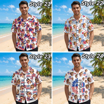 Custom Face Hawaiian Shirt: American Flag 250th Anniversary Shirt, Independence Day Gift