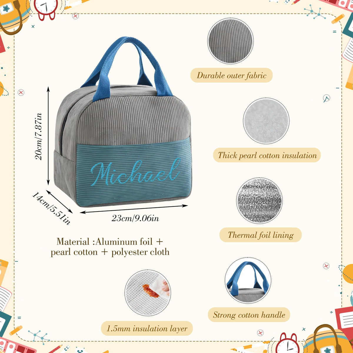 Personalized Lunch Bag With Name Embroidery, Custom Name Lunchbox Bag, Back to School Bag, Personalized Kid Lunchbag, School Lunch Bag