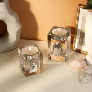 Custom 3D Crystal Photo Portrait, Engraved Crystal Photo With Candle Holder, 3D Crystal Photo Gift for Pet, Memorial Candle Votive, Gift for Mum