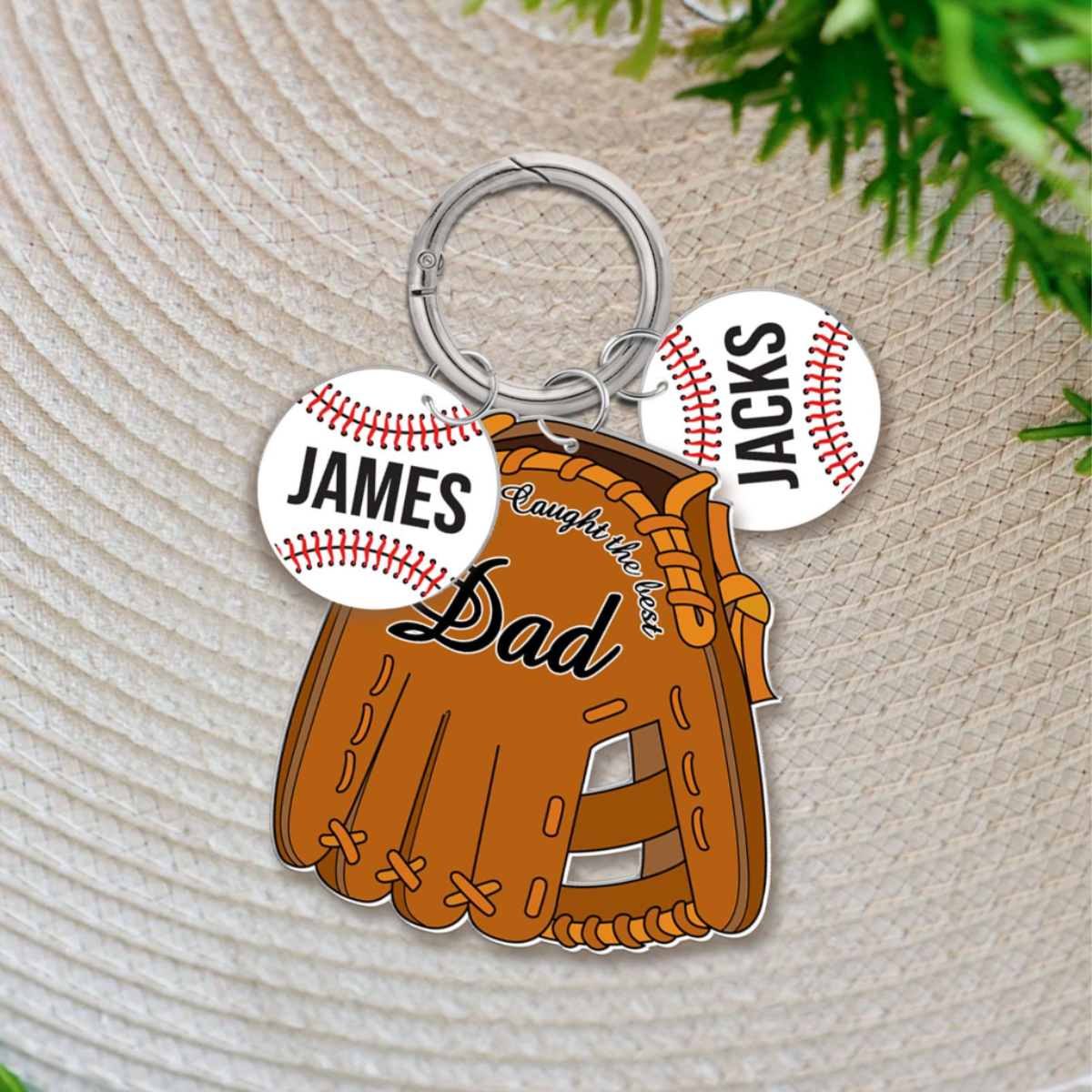 Personalized Baseball Dad Keychain, We Caught The Best Dad, Daddy's Team Acrylic Keyring, Father's Day Gift For Dad From Son Daughter