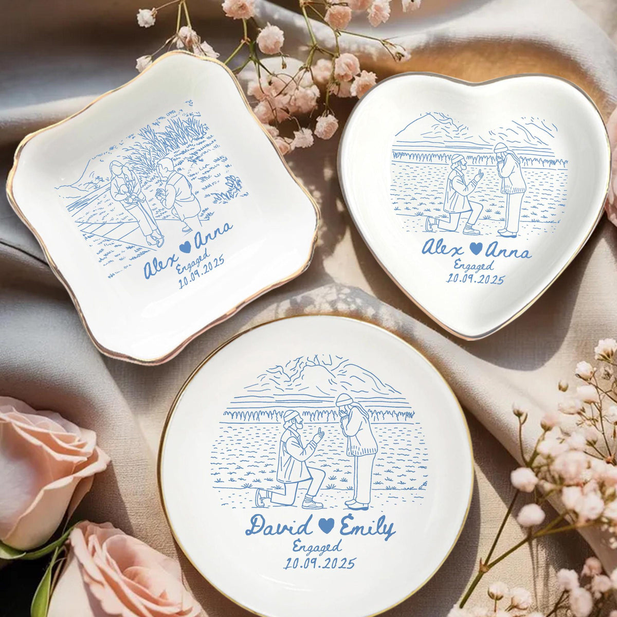 Personalized Couple Portrait Ring Dish, Engagement Gift, Wedding Gift For Bride, Handmade Custom Photo Ring Dish, Custom Photo Jewelry Tray