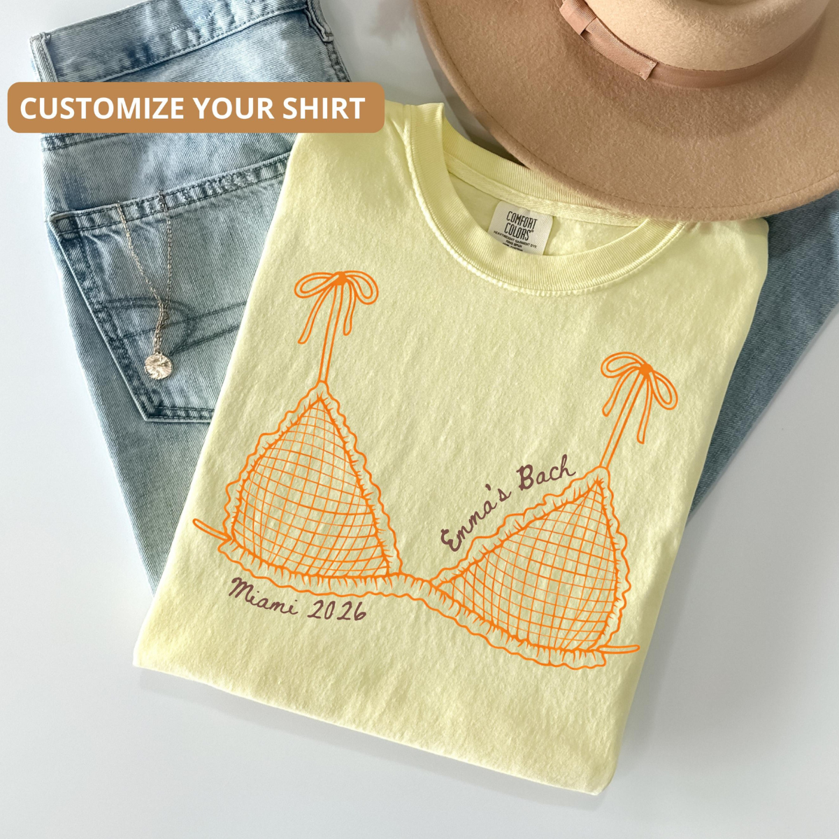 Personalized Bikini Bachelorette Shirt, Custom Beach Bach Party Shirt, Coastal Bachelorette Shirt, Bridal Party Shower Gift Bachelor Shirt