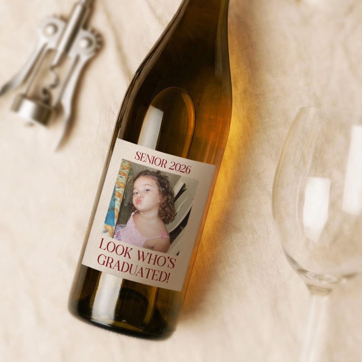 Custom Graduation Wine Label Gift, Personalized Photo Champagne Label, Graduation Party Favor, Class of 2026 Graduation Gift