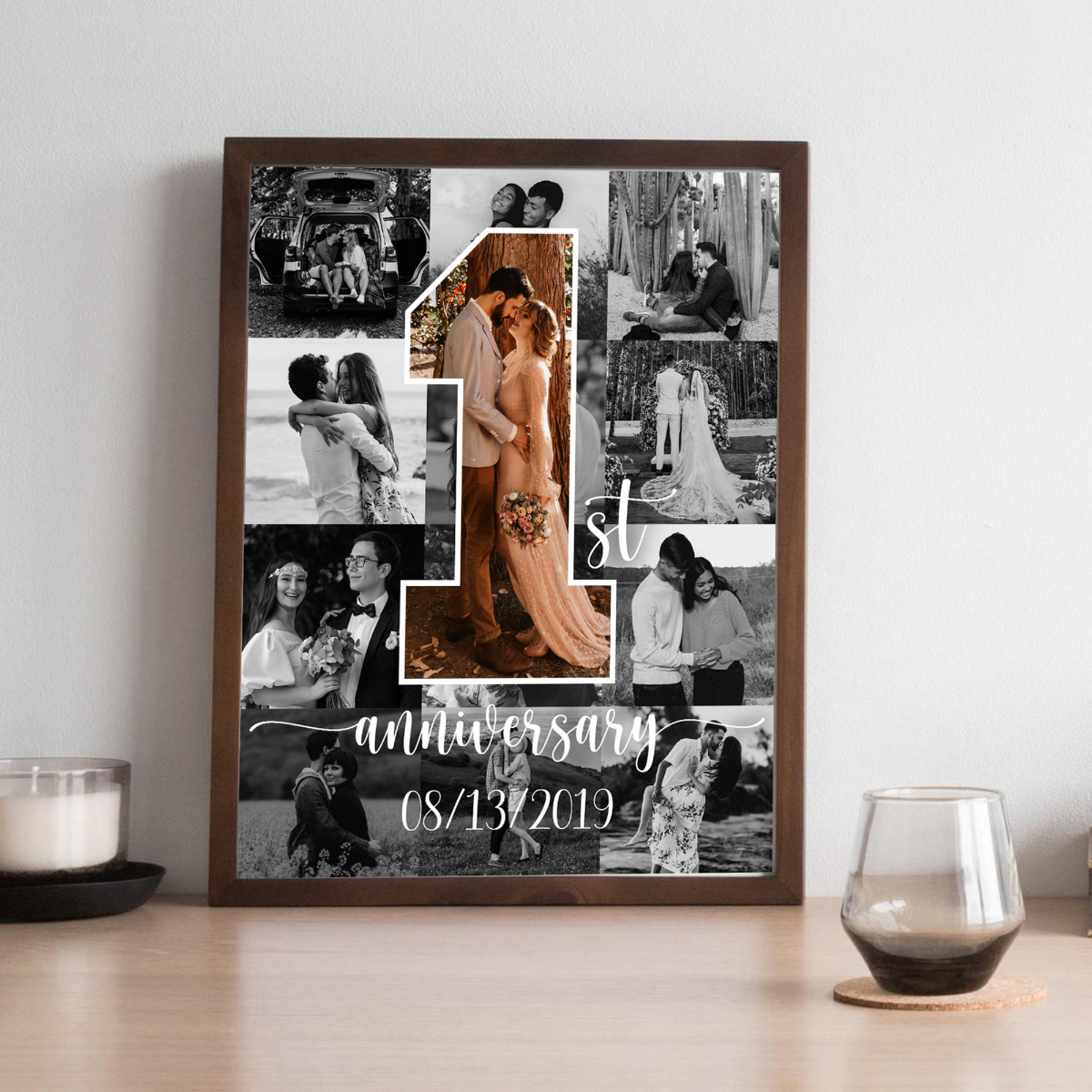 Custom Anniversary Gifts For Wife Husband, Number One Collage, One Year Anniversary Gifts