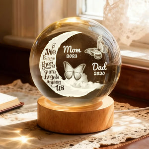 I Believe There Are Angels Among Us - Personalized Crystal Ball LED Night Light - Memorial Gift For Family