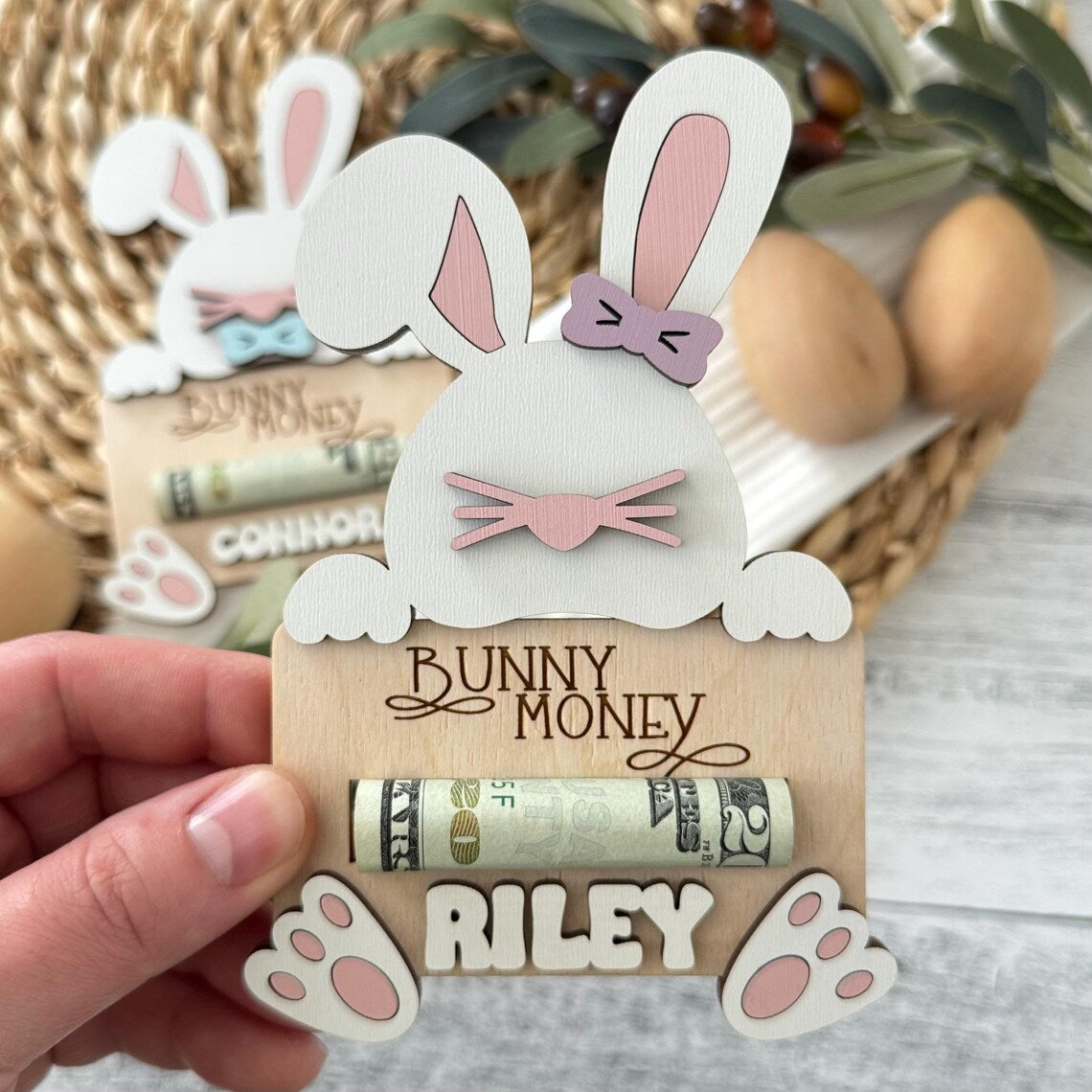Personalized Easter Bunny Money Card, Kids Easter Basket Gift, Easter Money Card, Easter Money Holder, Easter Basket Stuffers