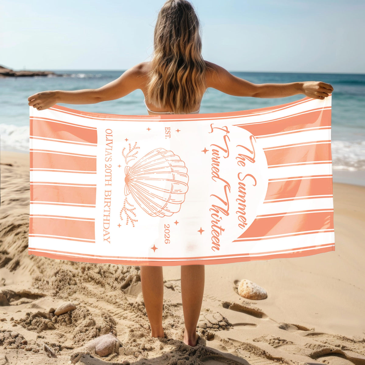 Custom The Summer I Turned Birthday Beach Towel, Birthday Party Beach Towels, Summer 20th 30th 40th Birthday Gift, Bachelorette Towels