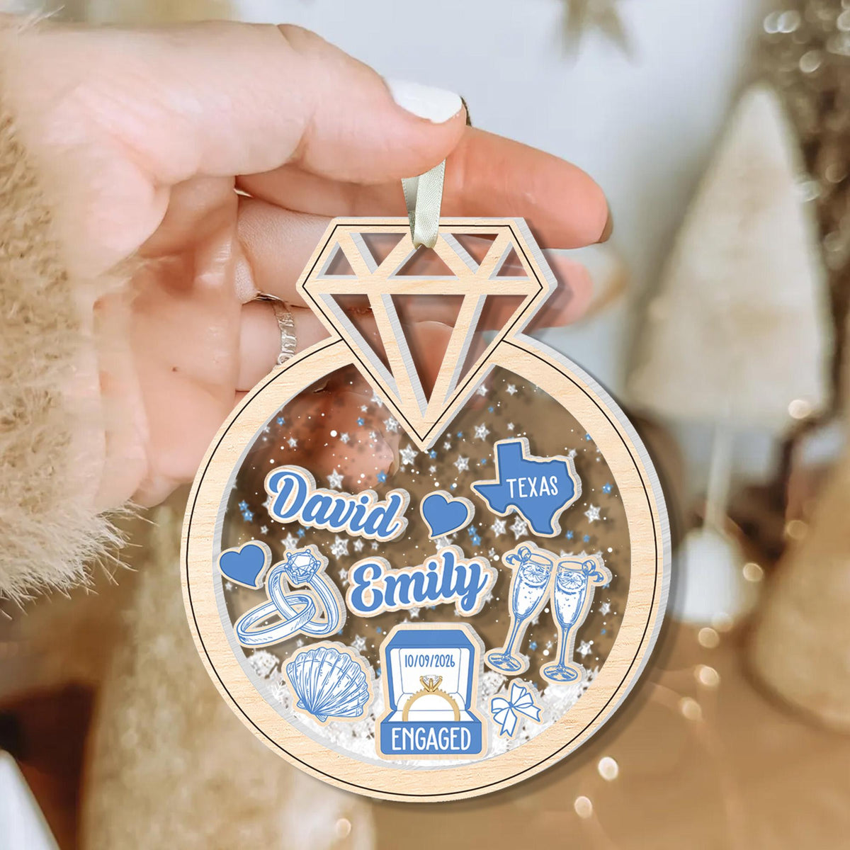 Personalized Engagement Gift, Custom Engaged Ornament, Custom Mr Mrs Wedding Ornament, Wedding Keepsake Gift, Christmas Gift For Couples