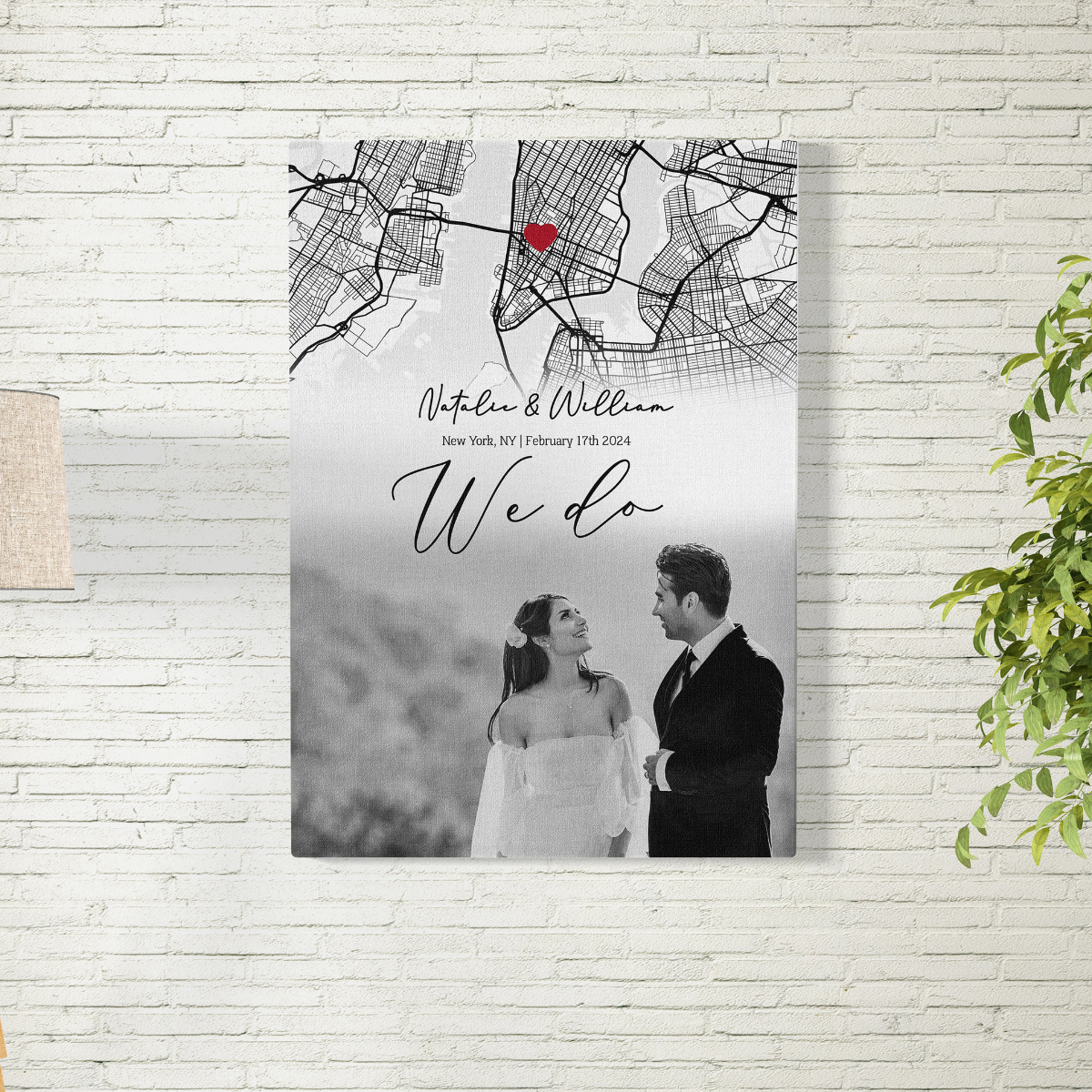 Custom Map Art for Couple, We Do Wedding Gift, I Do Gifts, Personalized Romantic Anniversary Decor