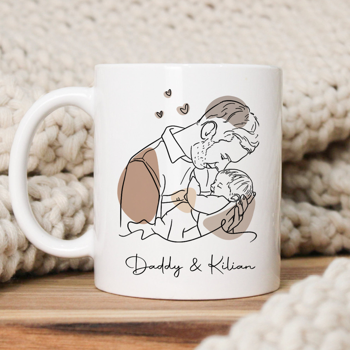 Custom Portrait Mug, Custom Photo Mug for Dad, Papa Photo Mug, Father Line Drawing Mug, Personalized Photo Mug, Dad Line Portrait Mug