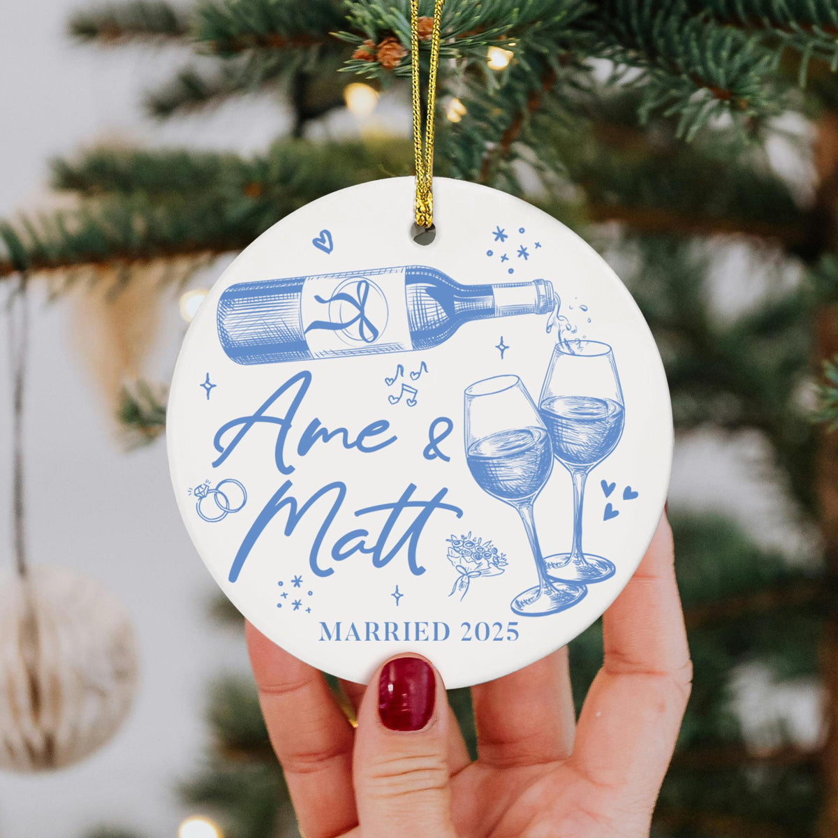 Personalized Christmas Married Ornament, First Christmas Married Ornament, Custom Mr Mrs Wedding Ornament, Wedding Keepsake Gift For Couples