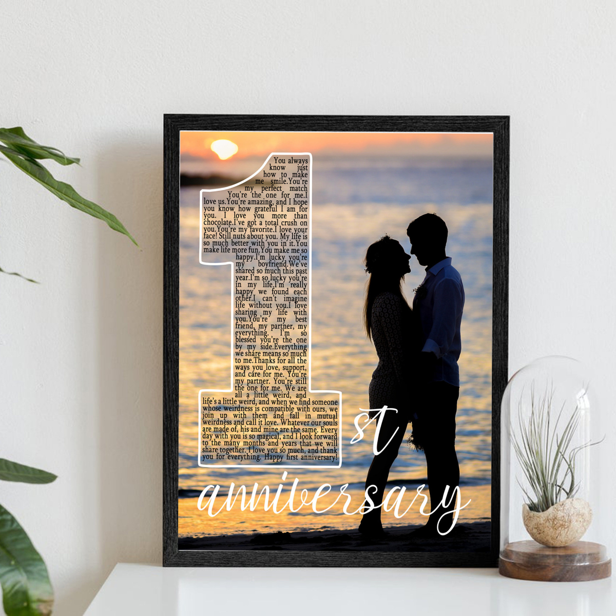 1st Anniversary Custom Photo - Personalized Canvas - Gift For Boyfriend Girlfriend, Anniversary Gift For Couple