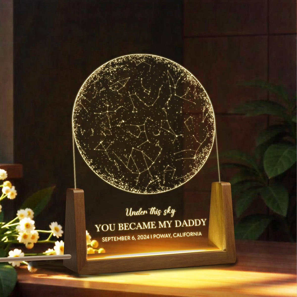 Custom Star Map by Date, Fathers Day Gift, Night Sky Night Light, Gift for Daddy, Gift for Dad From Daughter Son, The Day You Became My Dad