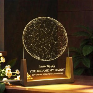 Custom Star Map by Date, Fathers Day Gift, Night Sky Night Light, Gift for Daddy, Gift for Dad From Daughter Son, The Day You Became My Dad