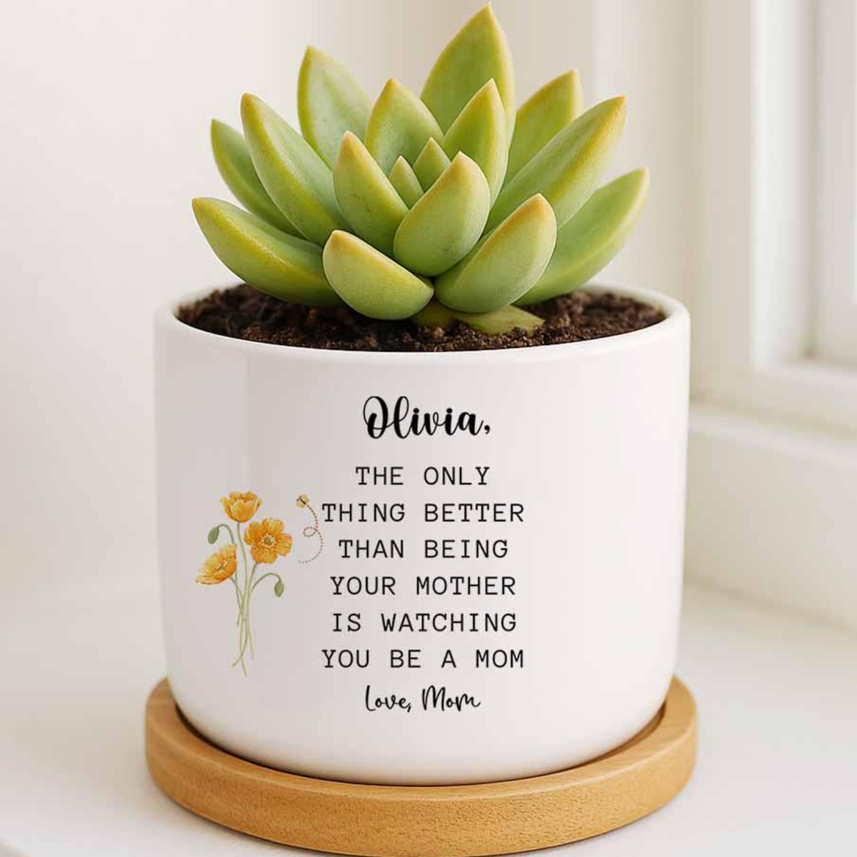 Custom Plant Pot Gift for Pregnant Daughter, Personalized Gift for Daughter, Custom Vase for Daughter, First Mothers Day Gift for New Mom